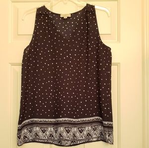 Loft navy tank with polka dots size small
